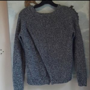 Madewell Black/Grey Province Cross Back Sweater Xs